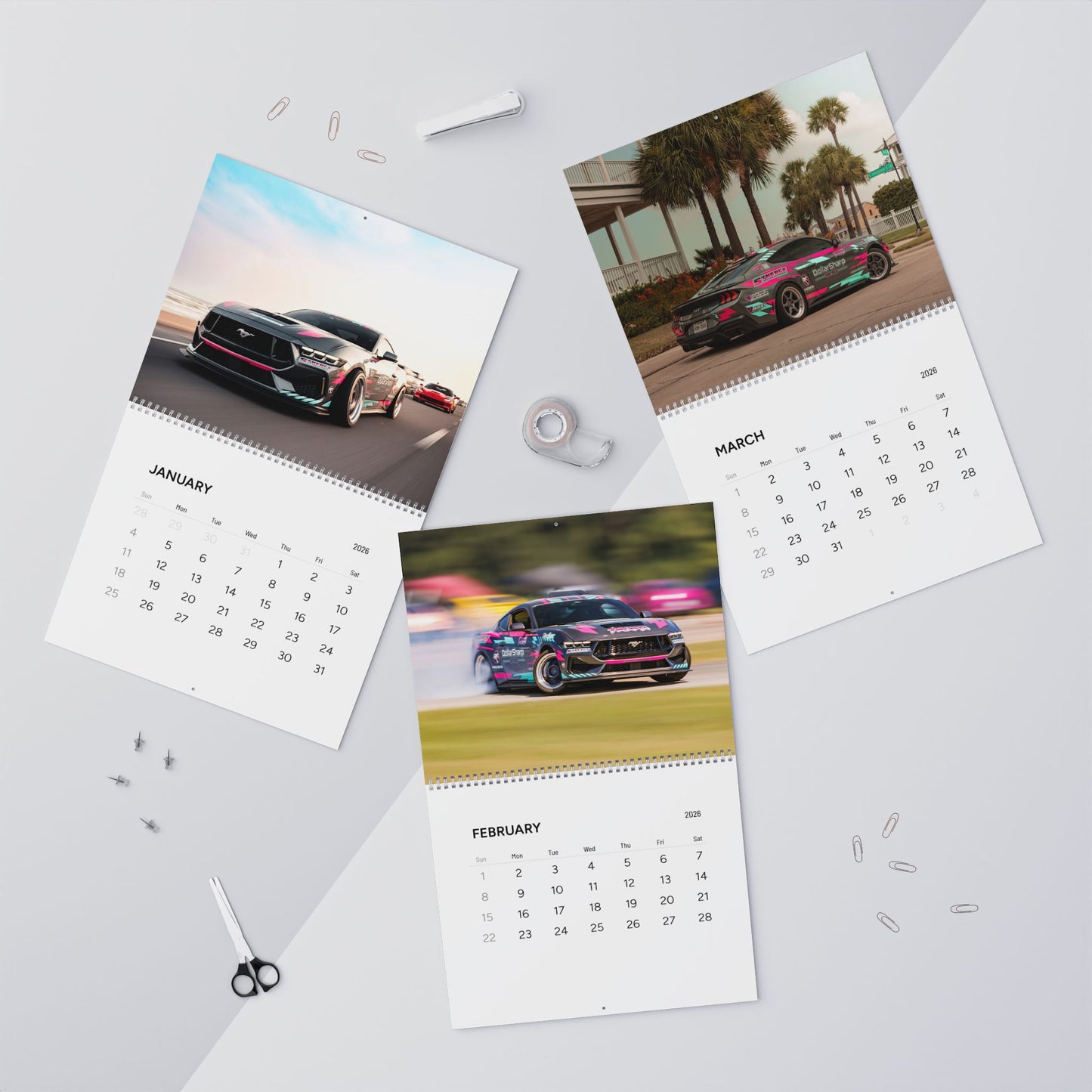 2026 Car Wall Calendar - Drift Car Monthly