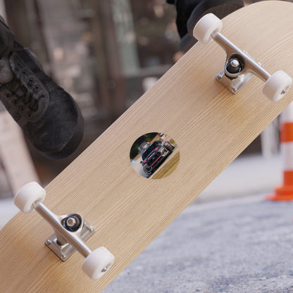 Round Transparent Outdoor Sticker — Pink Drift Mustang Car Design