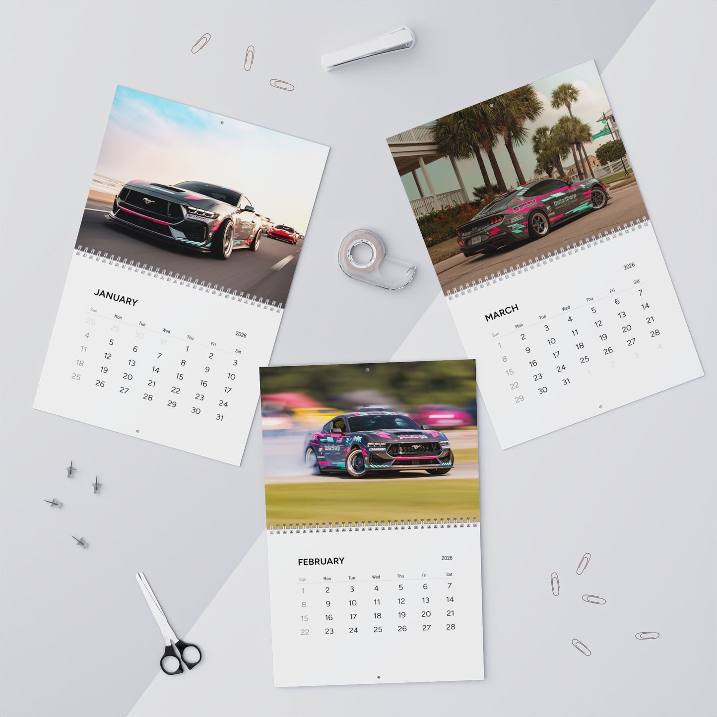 2026 Car Wall Calendar  - Drift Car Monthly